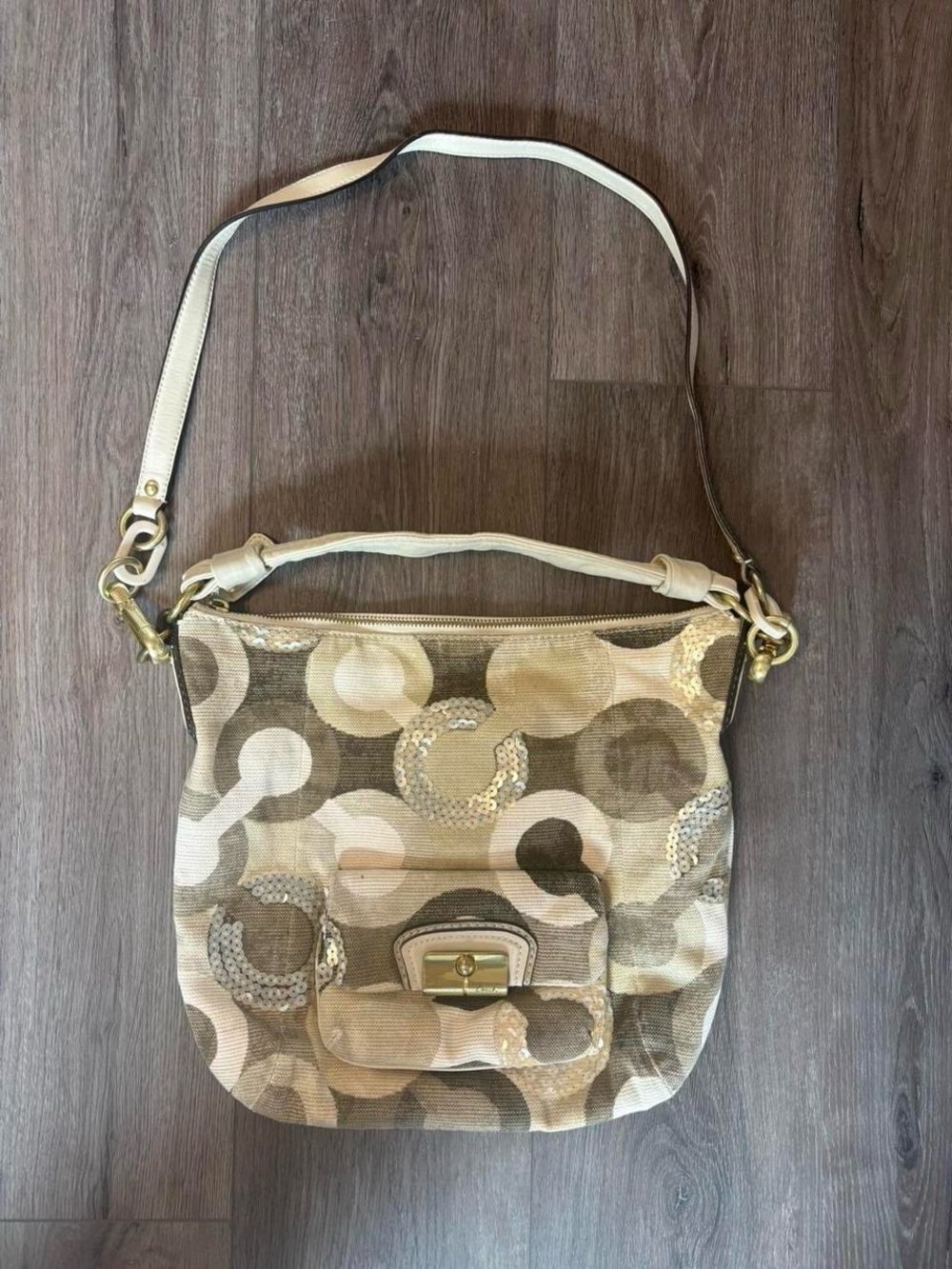 Vintage Coach Brown and Tan Hobo Shoulder Tote